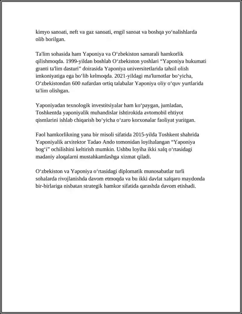 YAPONIYA BILAN DIPLOMATIK MUNOABAR 4