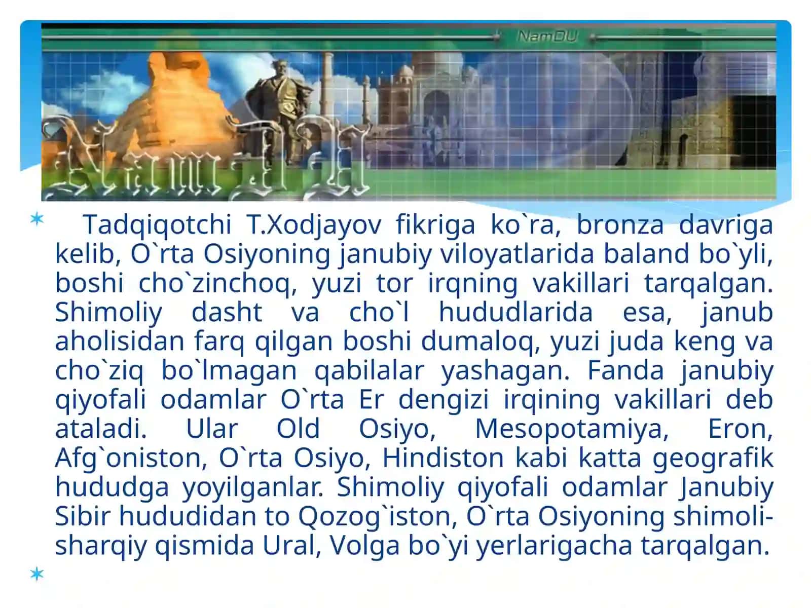 O’ZBEK XALQINING ETNIK SHAKLLANISHI VA UNING ASOSIY BOSQICHLARI 4