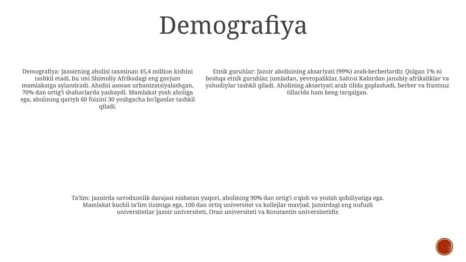 Jazoir Davlati Haqida Malumot 4
