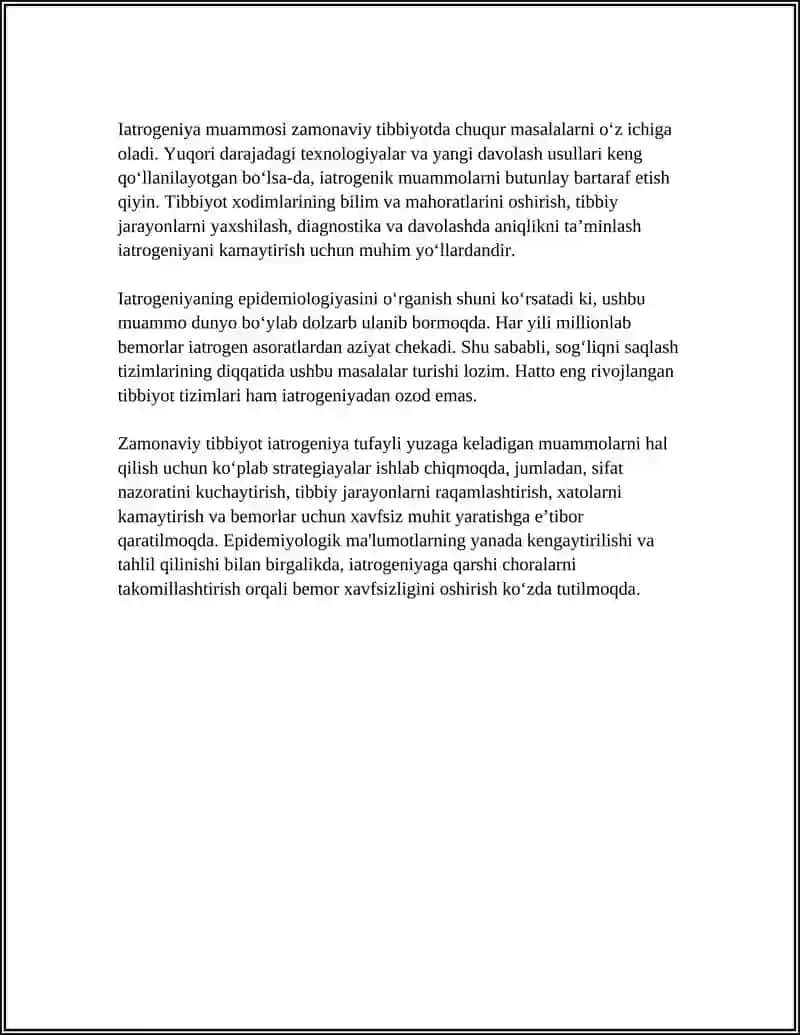 XOZIRGI ZAMON TIBBIYOTIDA YATROGENIYA MUAMMOLARI 4