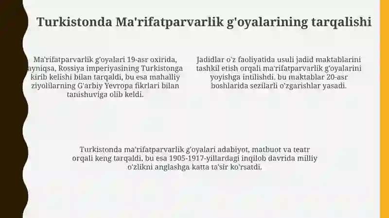 Turkistondajadidchilikvamaʼrifatparvarlikgʻoyalari 4