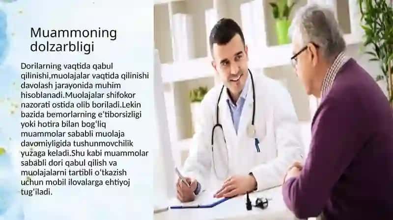 Mobil ilovalar orqali bemorlarning dori qabul qilishini kuzatish tizimi 4