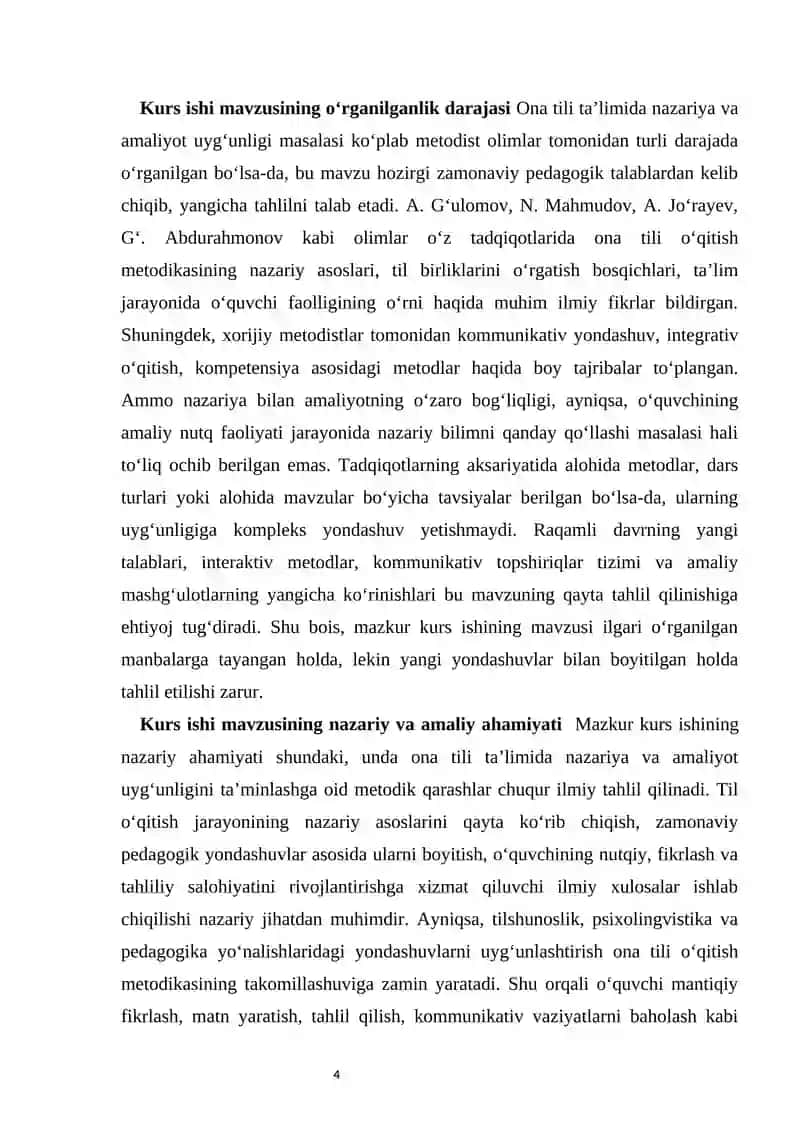Ona tili ta’limida nazariya va amaliyot uyg‘unligi. 4