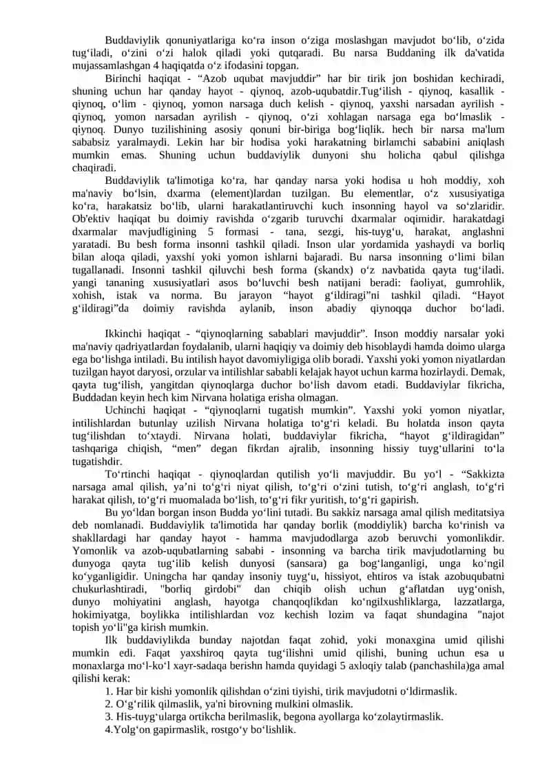 Buddaviylikning vujudga kelishi, ta'limoti 4