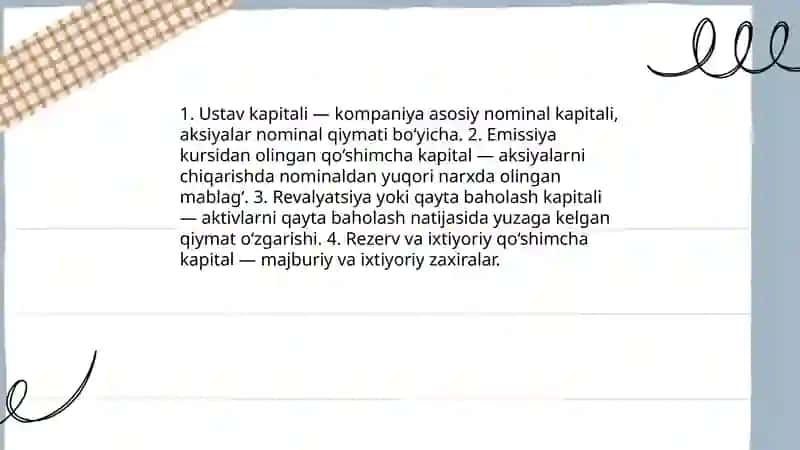Qo'shilgan kapital hisobi 4