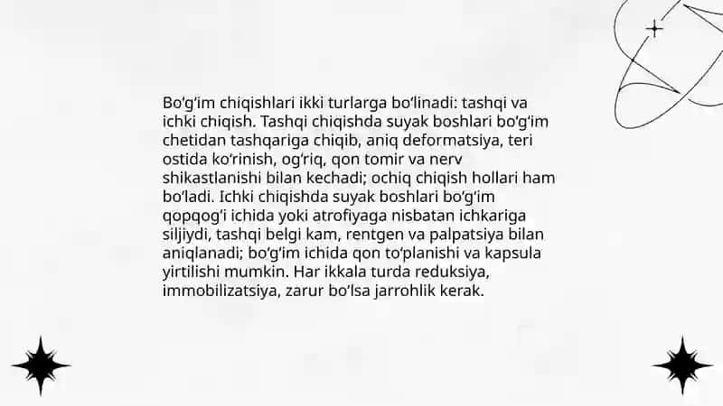 Chiqish va sinishlar,ularning turlari 4