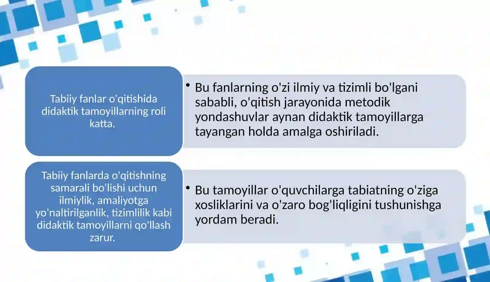 Didaktik tamoyillar va ularning o'qitishdagi o'rni 4