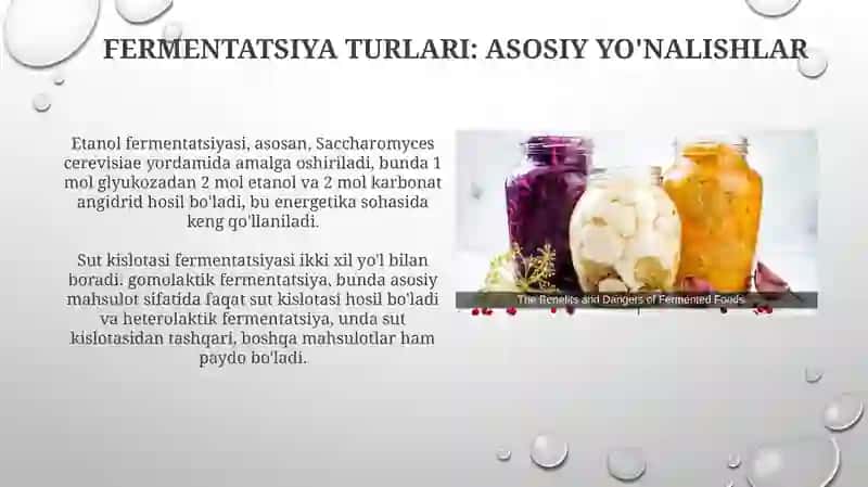 Glyukozaning bijg'ishidan olinadigan mahsulotlar 4