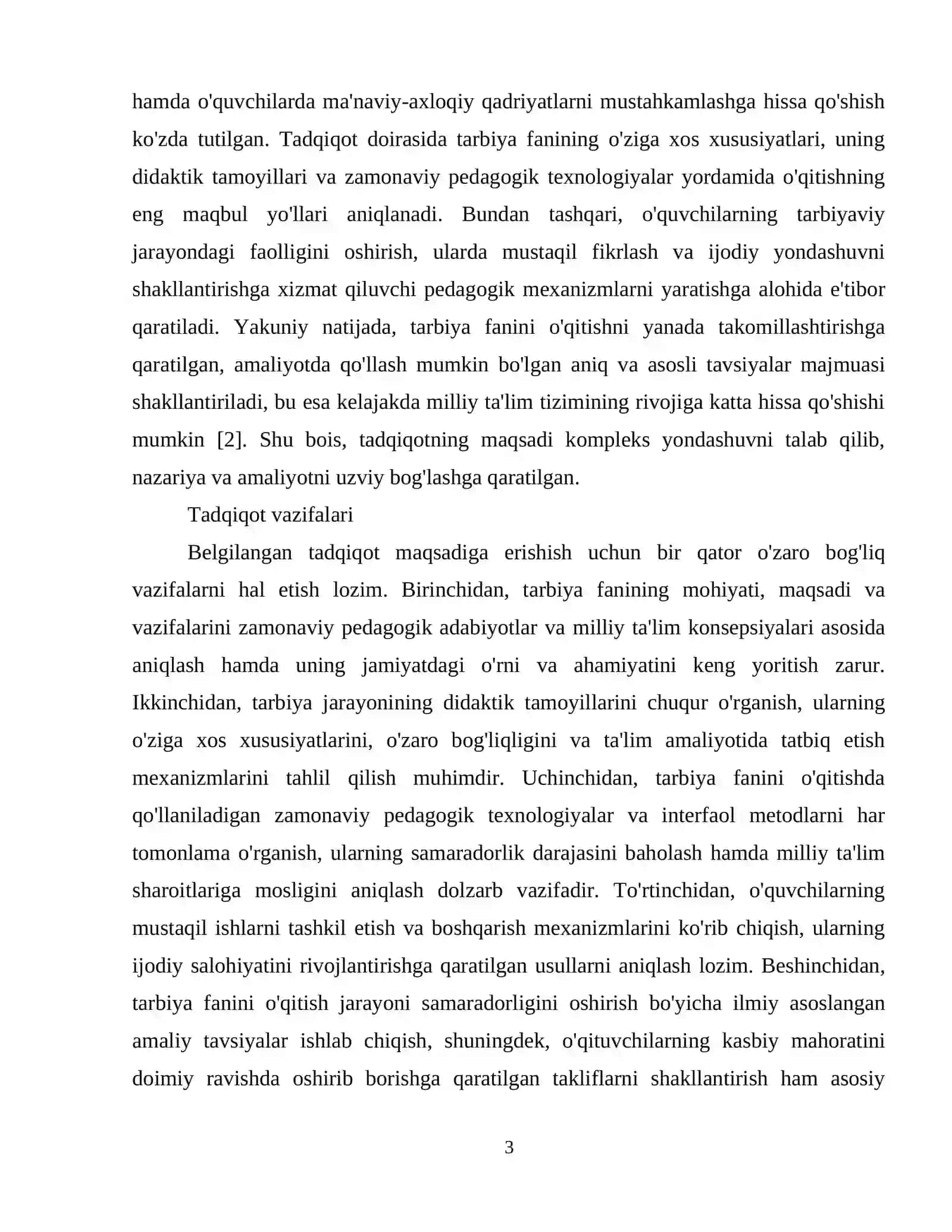 Tarbiya fanini oʻqitish jarayoni yaxlit tizim sifatida 4
