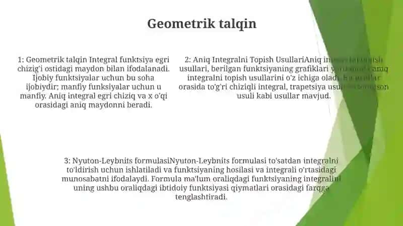 Aniq Integralni Topish Usullari. Nyuton-Leybnits Formulasi 4
