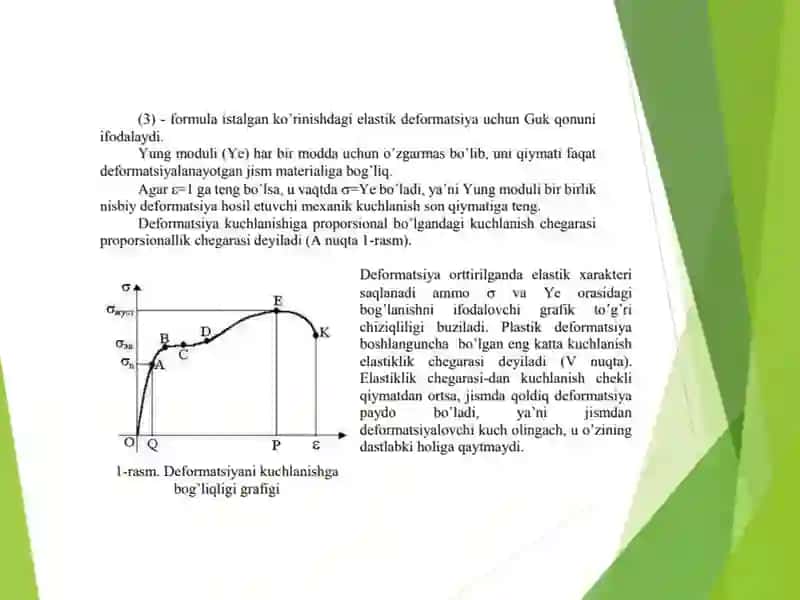Egilish usuli orqali Yung modulini aniqlash 4