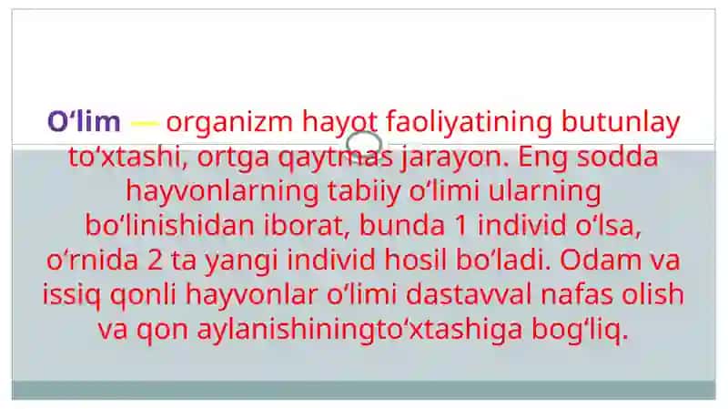 Oʻlim haqida tushuncha. Onalar o’limi. 4