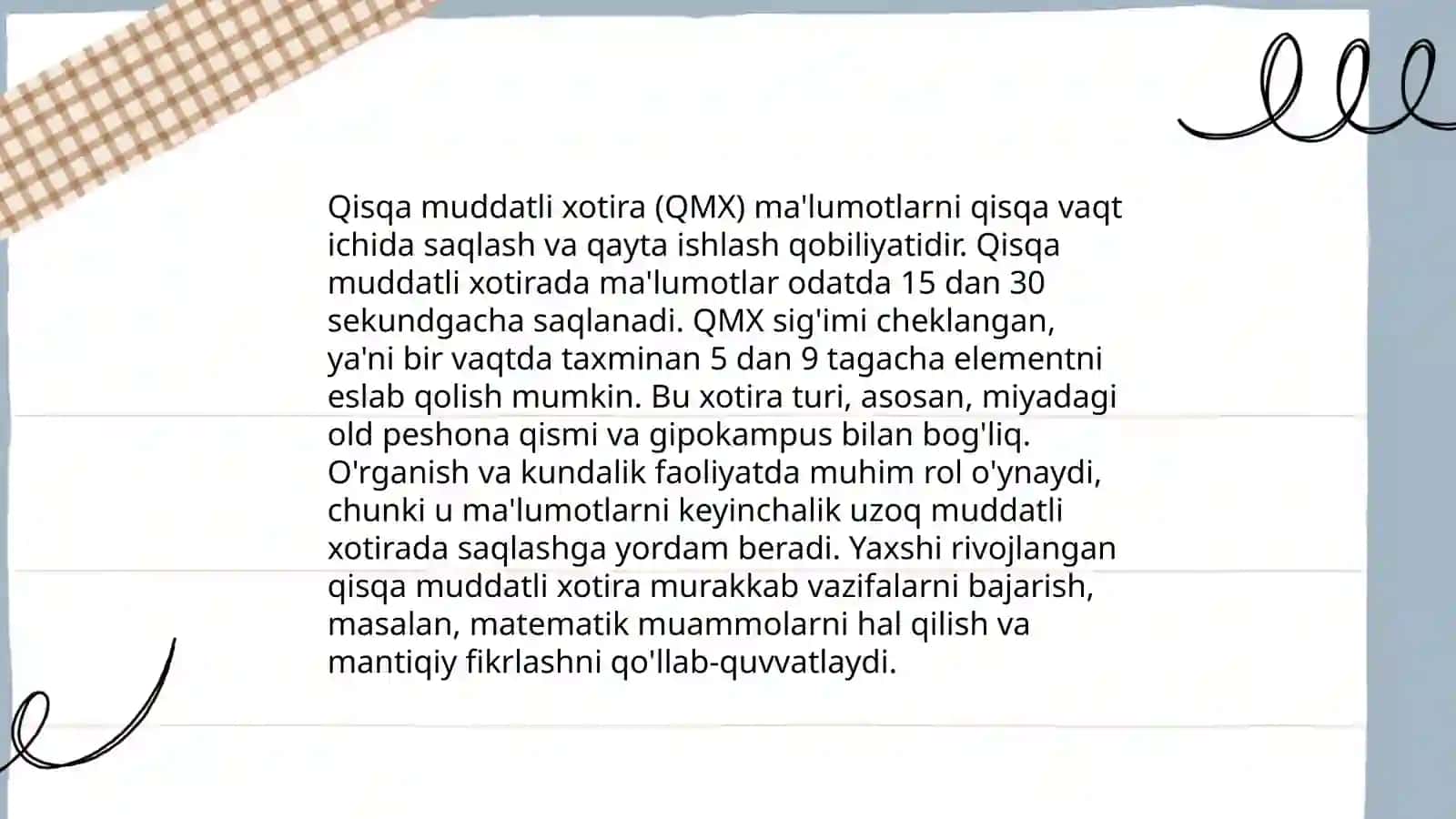 Xotira turlari va uning jarayonlari 4