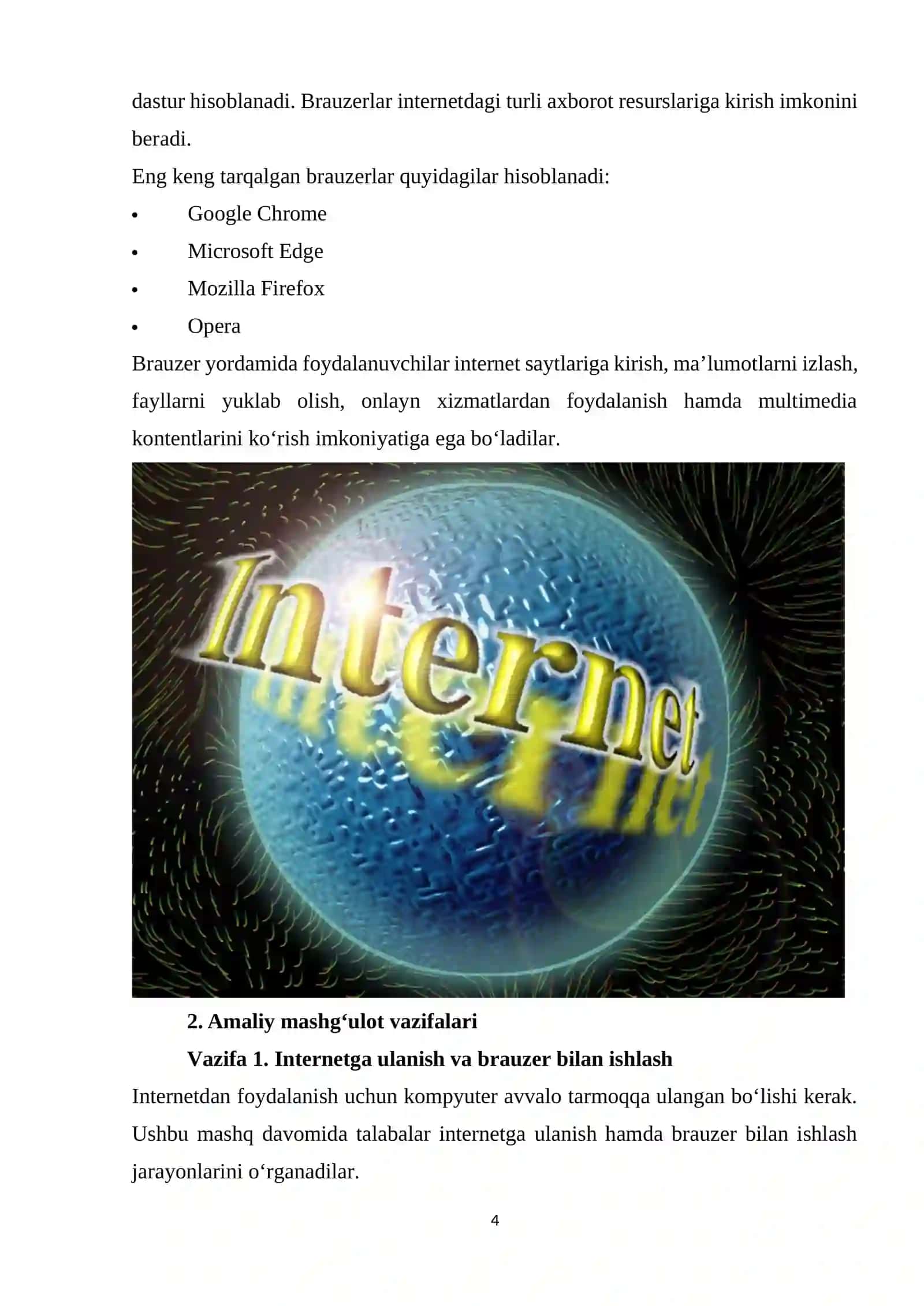 Internet xizmatlaridan foydalanish 4