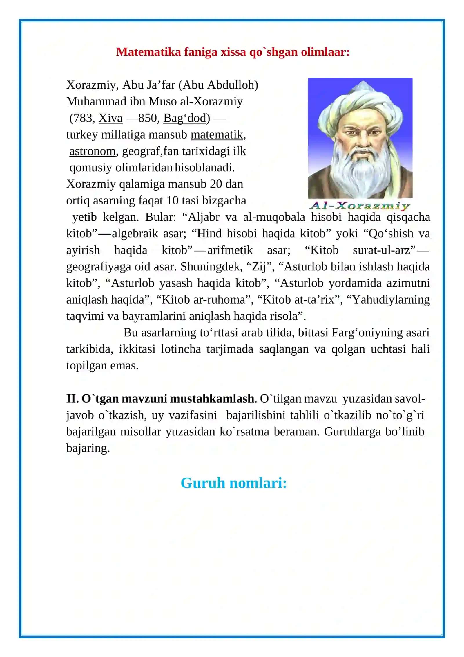 2-sinf. Matematika. Bo’luvchilar va karralilar. 4