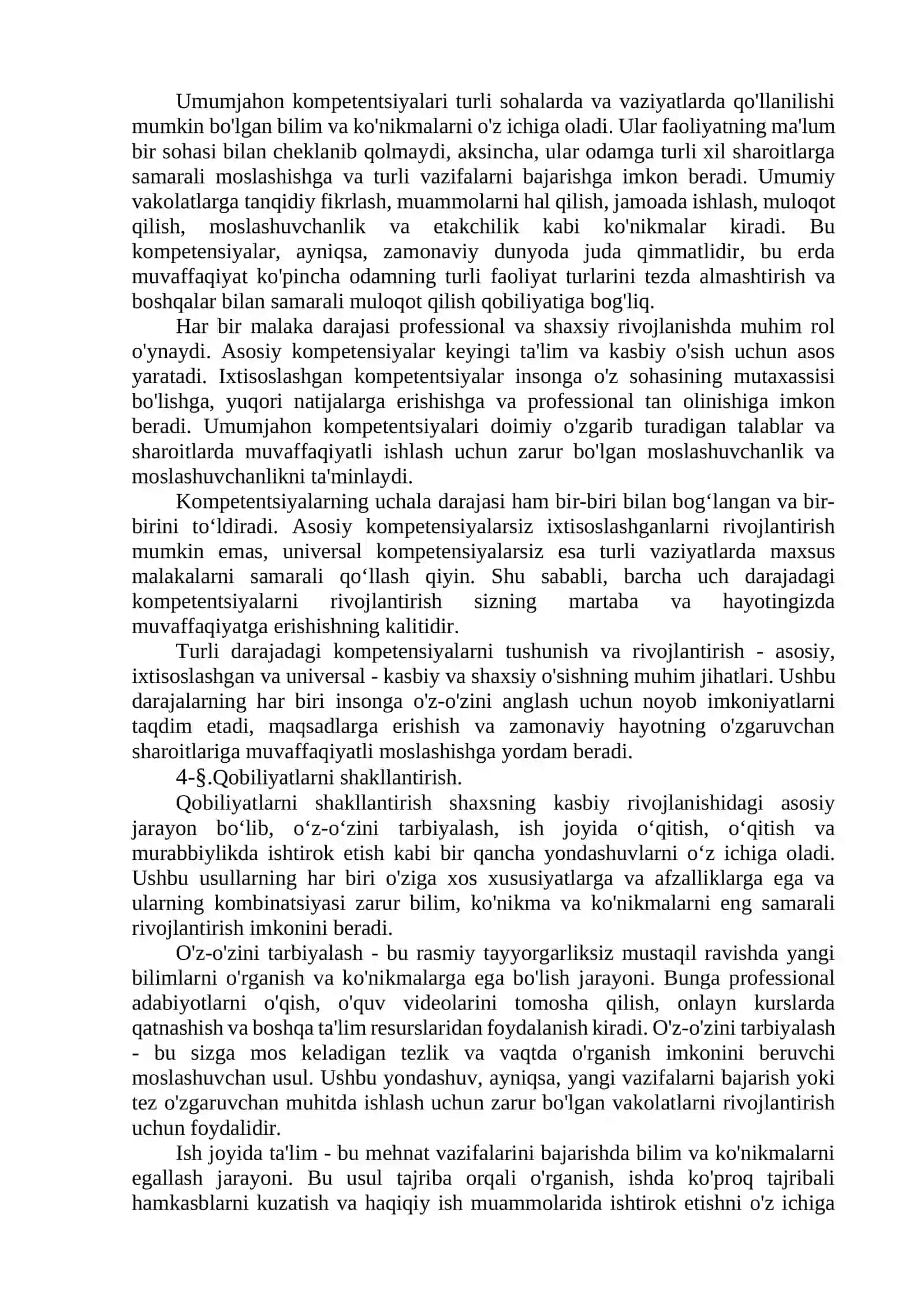 Qobiliyatlarning tasnifi 4