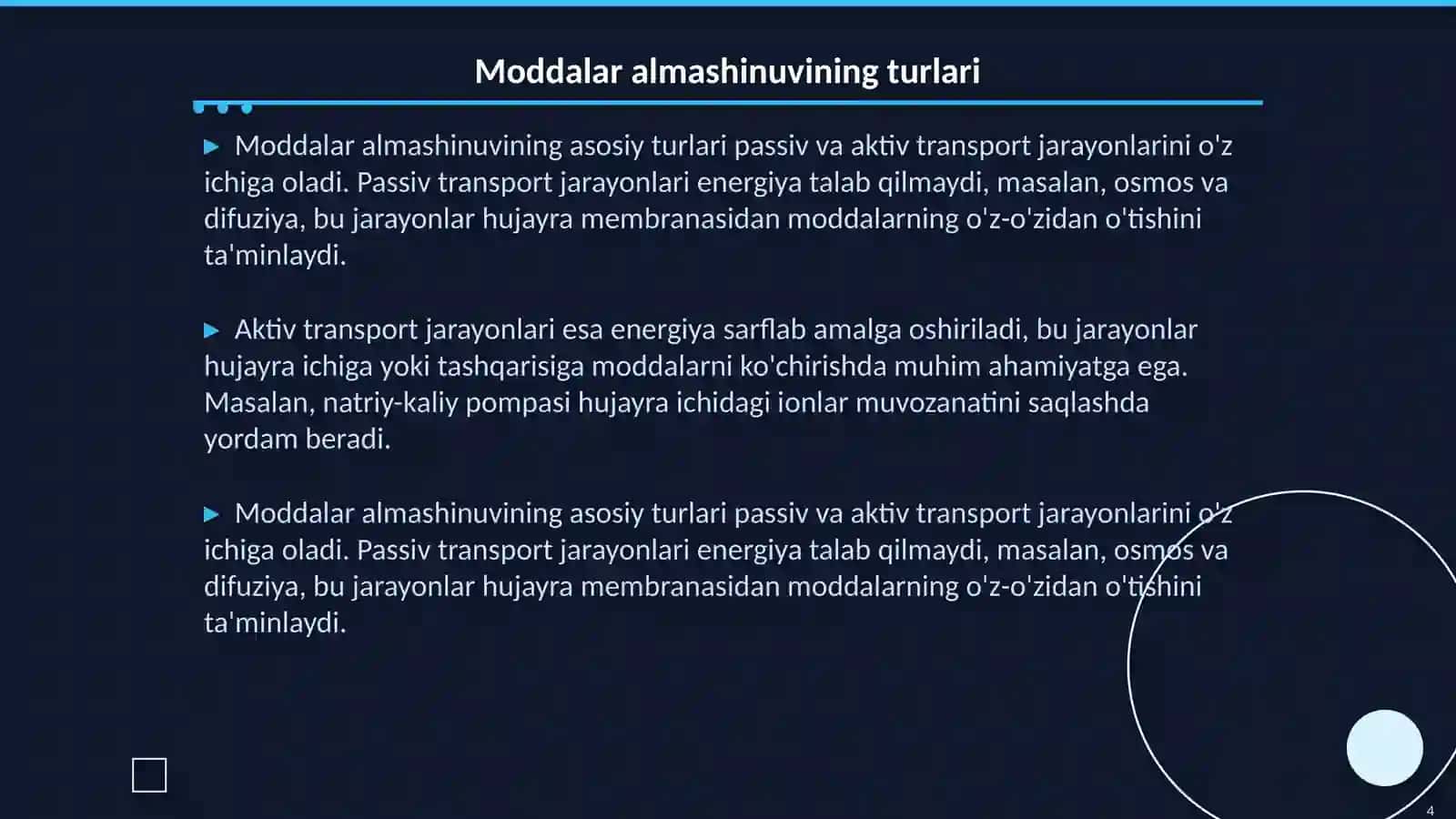 Hujayrada moddalar almashinivi (Sitologiya) 4