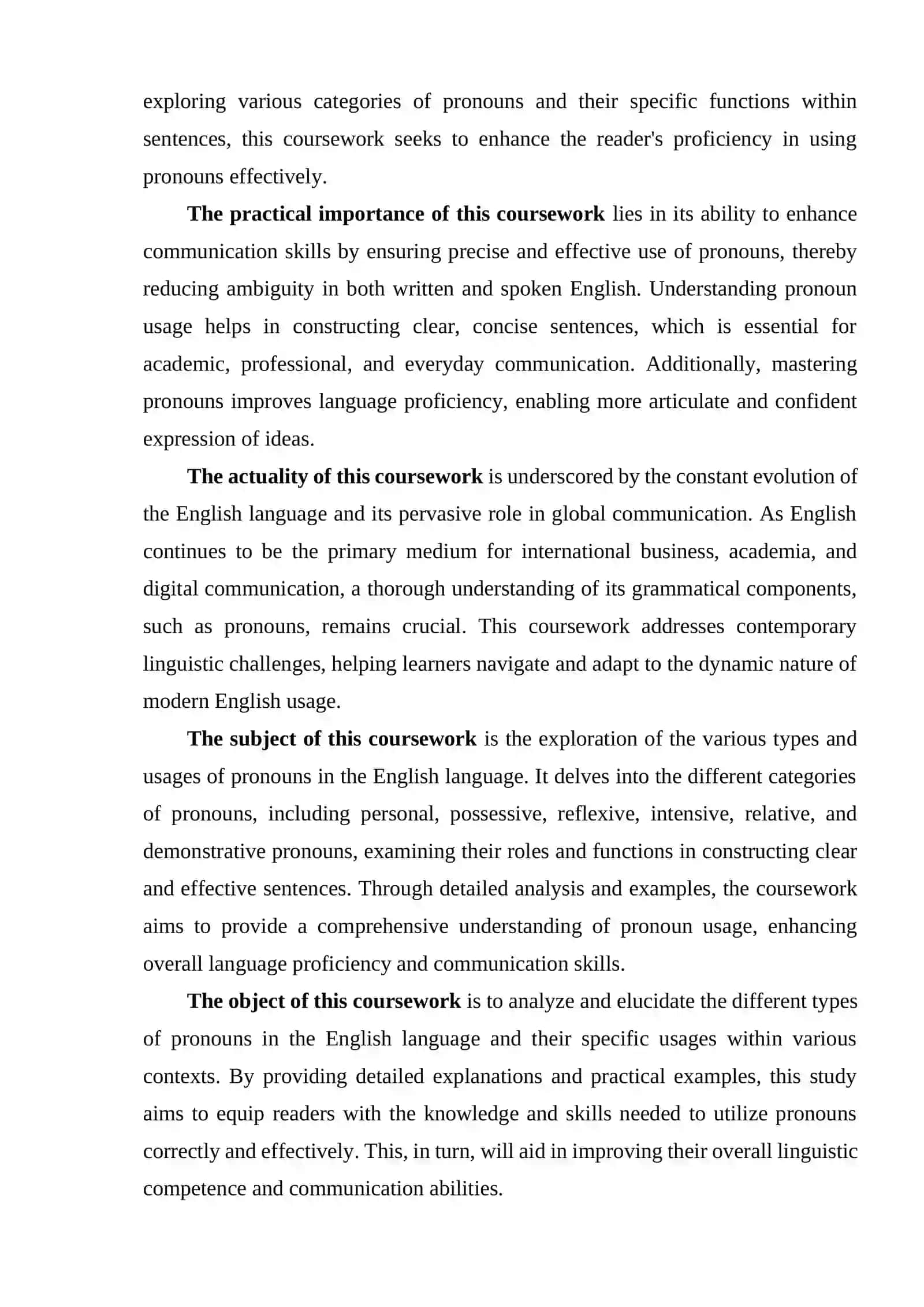 COURSE PAPER: TYPES AND USAGE OF PRONOUNS IN ENGLISH 4