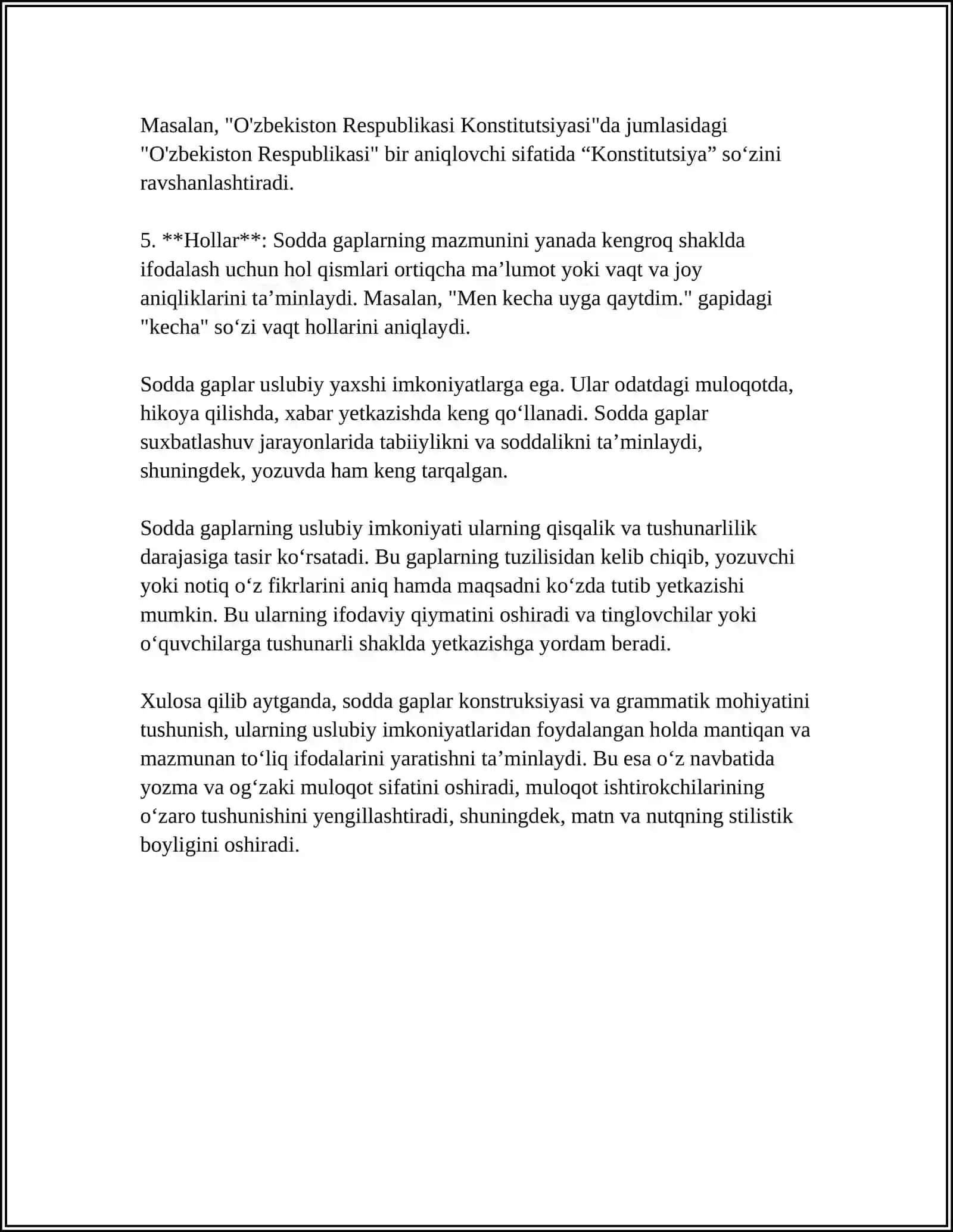 Sodda Gaplarning Uslubiy Imkoniyati 4