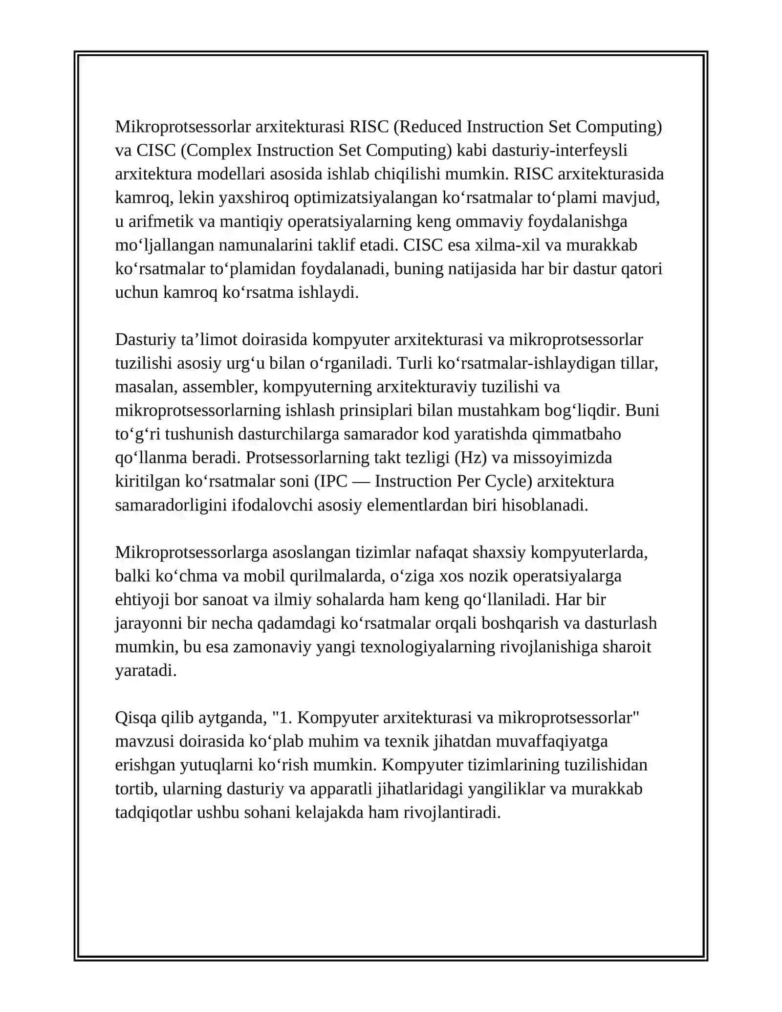 KOMPYUTERNING TEXNIK VA DASTURIY TA’LIMOTI 4