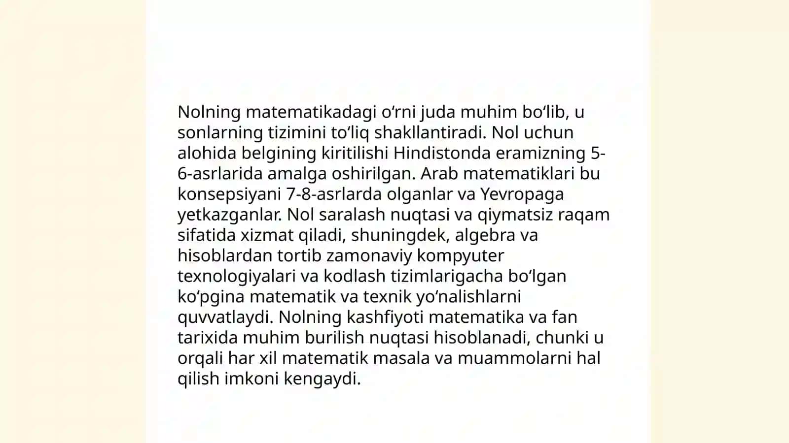 Tabiiy son va nol tushunchasining vujudga kelishi tarixini õrganish 4
