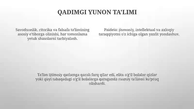 Eng qadimgi yozma yodgorliklarda ta'lim tarbiya masalalari 4