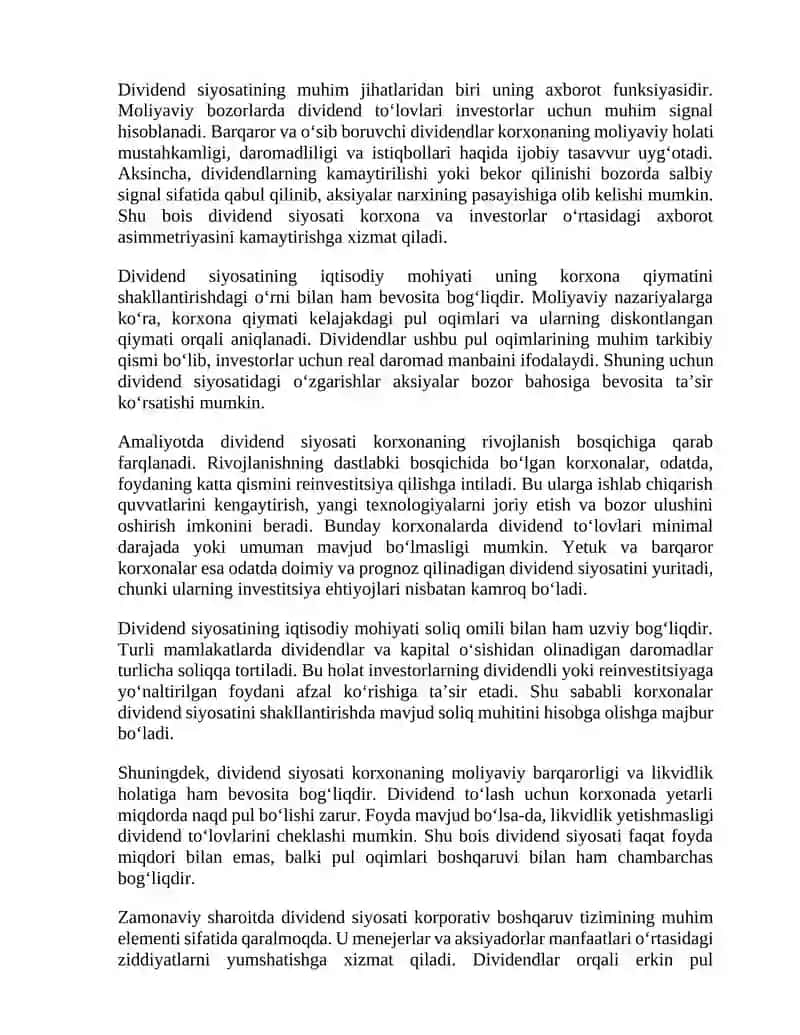 Dividend siyosatining nazariy asoslari 4