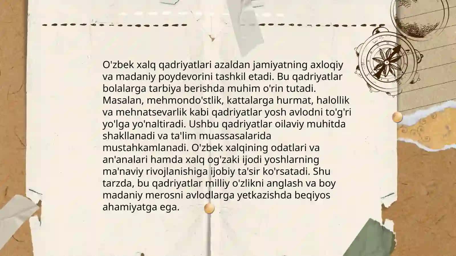 Milliy an'analar, qadriyatlar, xalq bayramlaridan foydalanib, "Tarbiya" fanini òqitish metodikasi 4