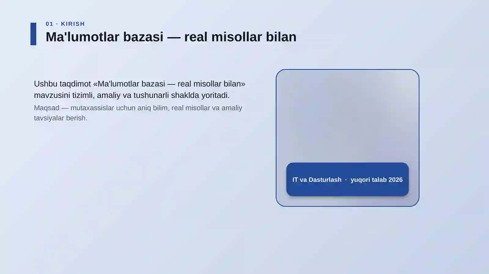 Ma'lumotlar bazasi — real misollar bilan 4