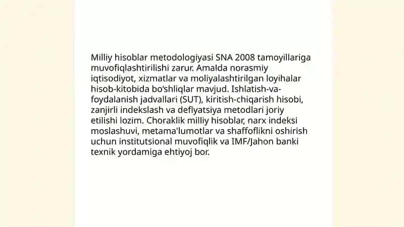 O'zbekiston milliy hisoblar tizmi holati va istiqbollari 4