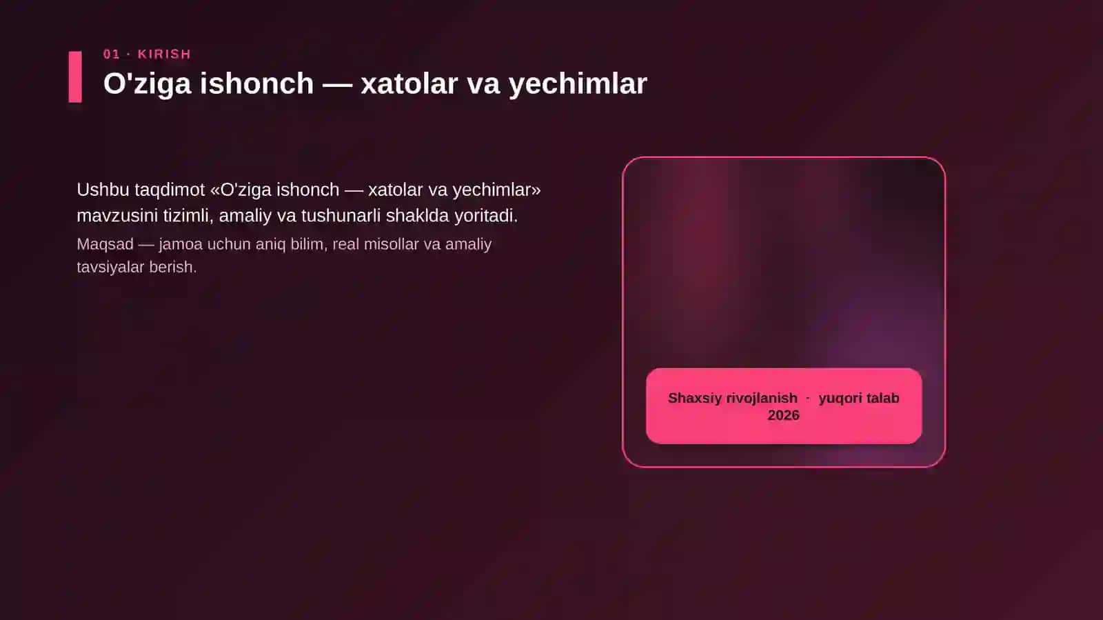 O'ziga ishonch — xatolar va yechimlar 4