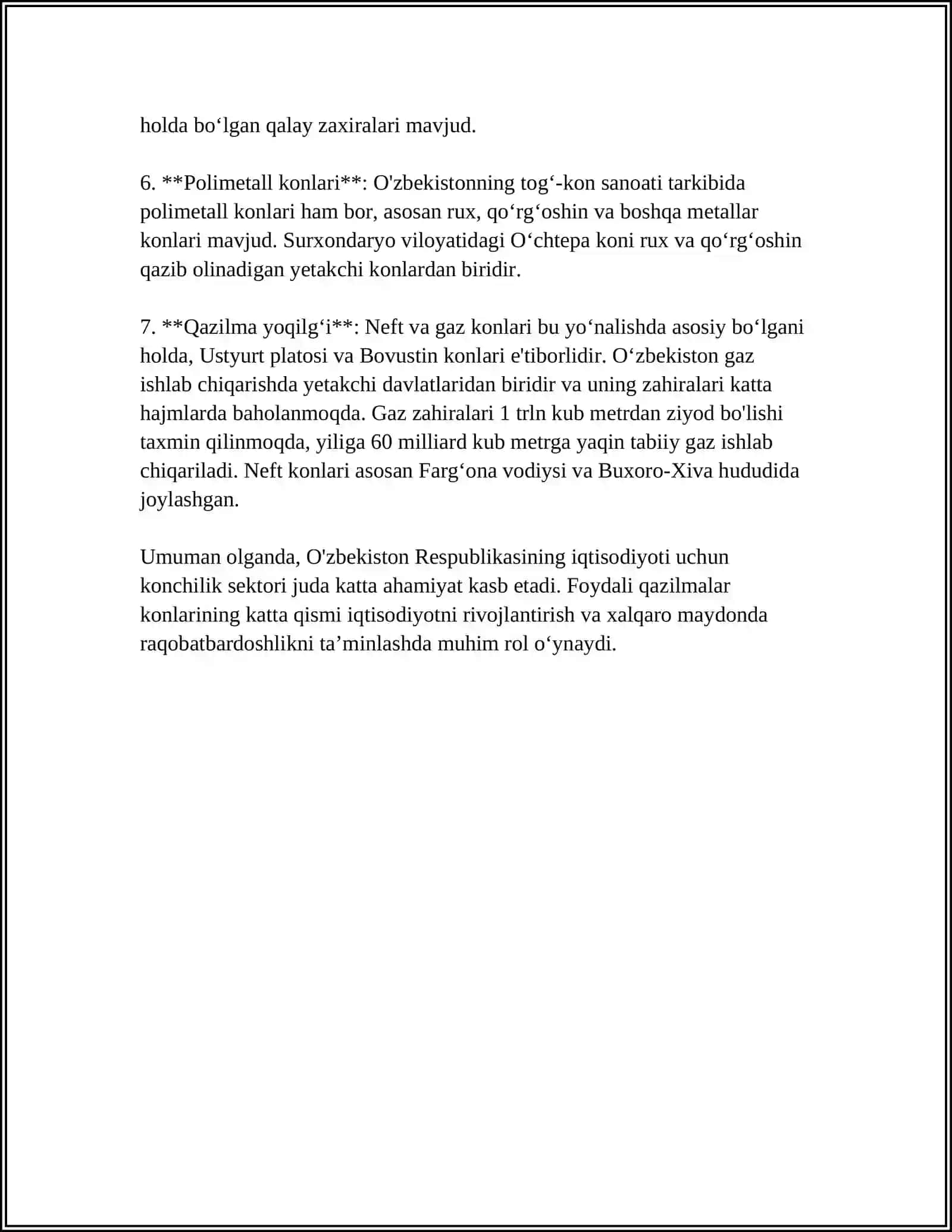 O‘zbekistonda foydali qazilmalar konlari 4