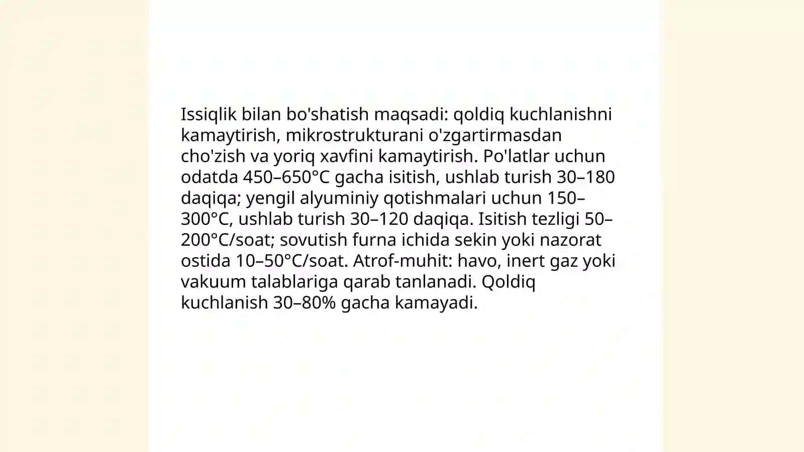 Qoldiq kuchlаnishni bo’shаtish yo’li bilаn kаmаytirish 4