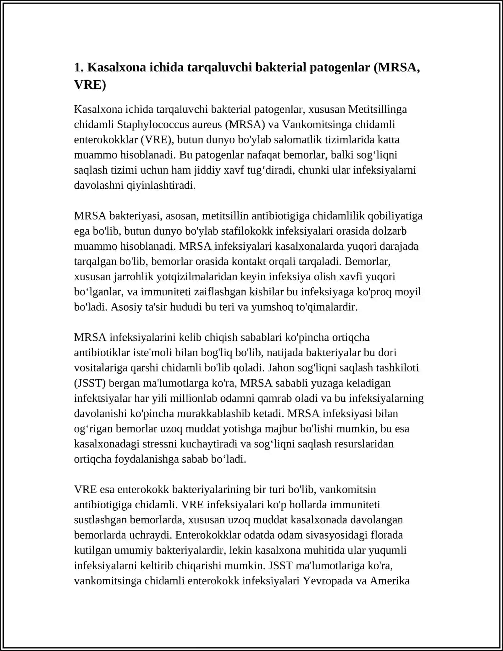 KASALXOMA ICHIDA TARQALUVCHI YATROGEN YUQUMLI KASALLIKLAR QOʻZGʻATUVCHILARI VA ULARNING LABORATORIYA DIAGNOSTIKASI 4