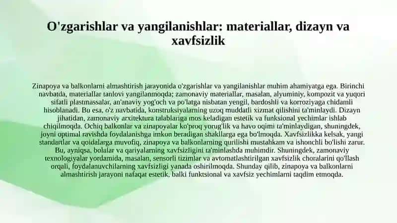Zinapoya va balkonlarning funksional ahamiyati va foydalari 4