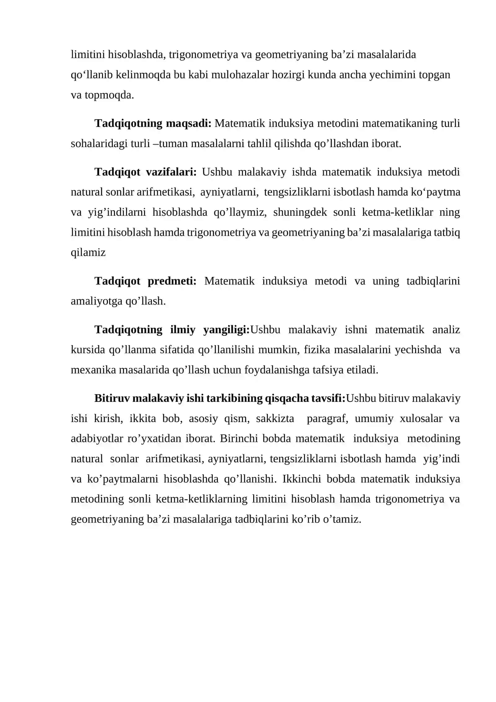 Matematik induksiya metodi va uning ba’zi tadbiqlari 4