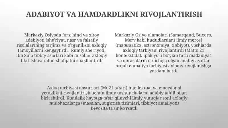 Markaziy Osiyodagi axloqiy ta'limlar integratsiyasi 4