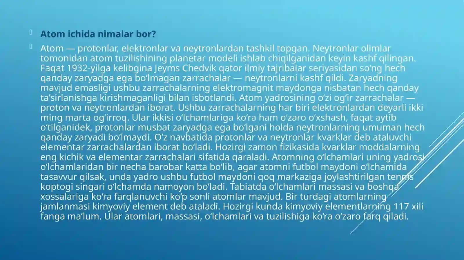 Atom nimalardan tashkil topgan 4