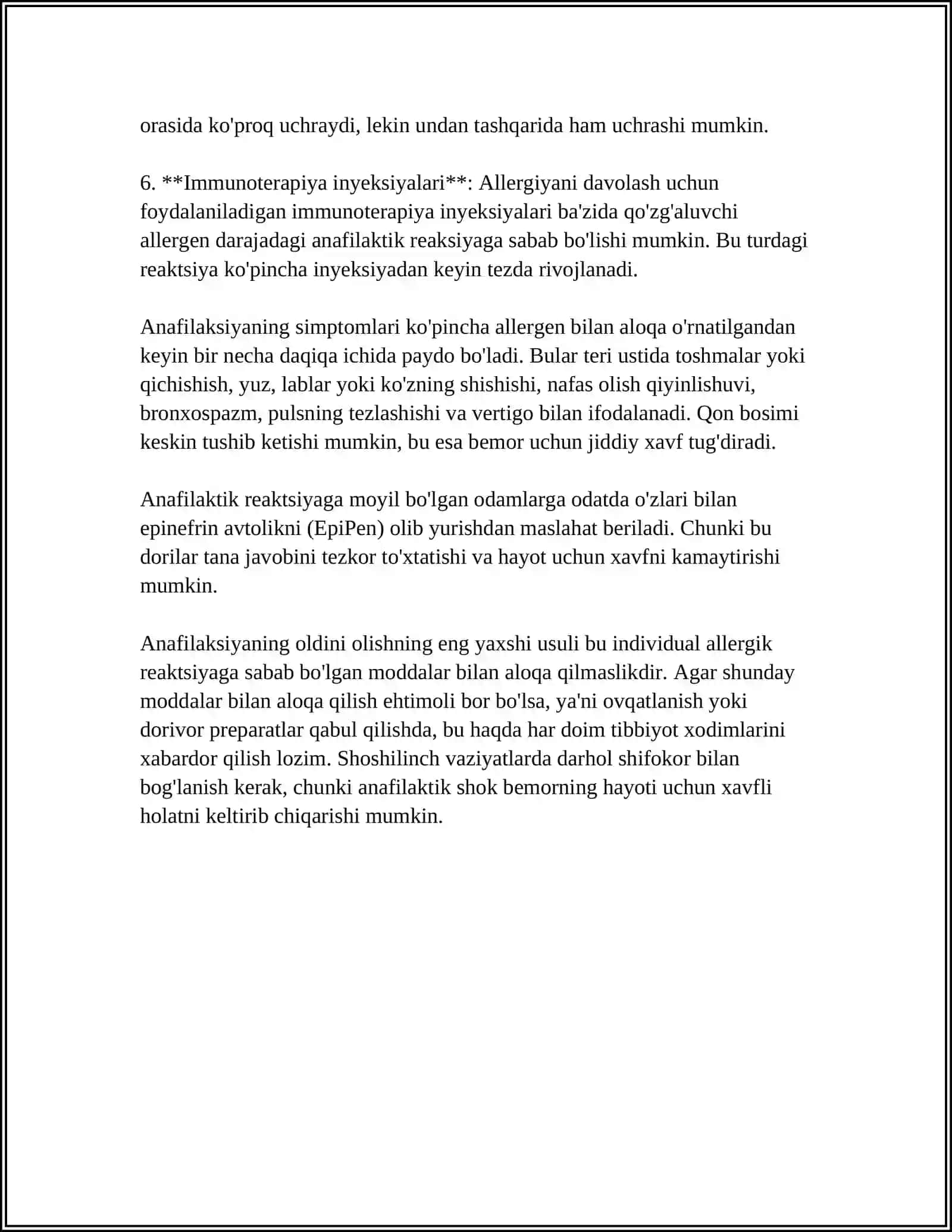 ANAFILAKTIK SHOK VA UNI DAVOLASH 4