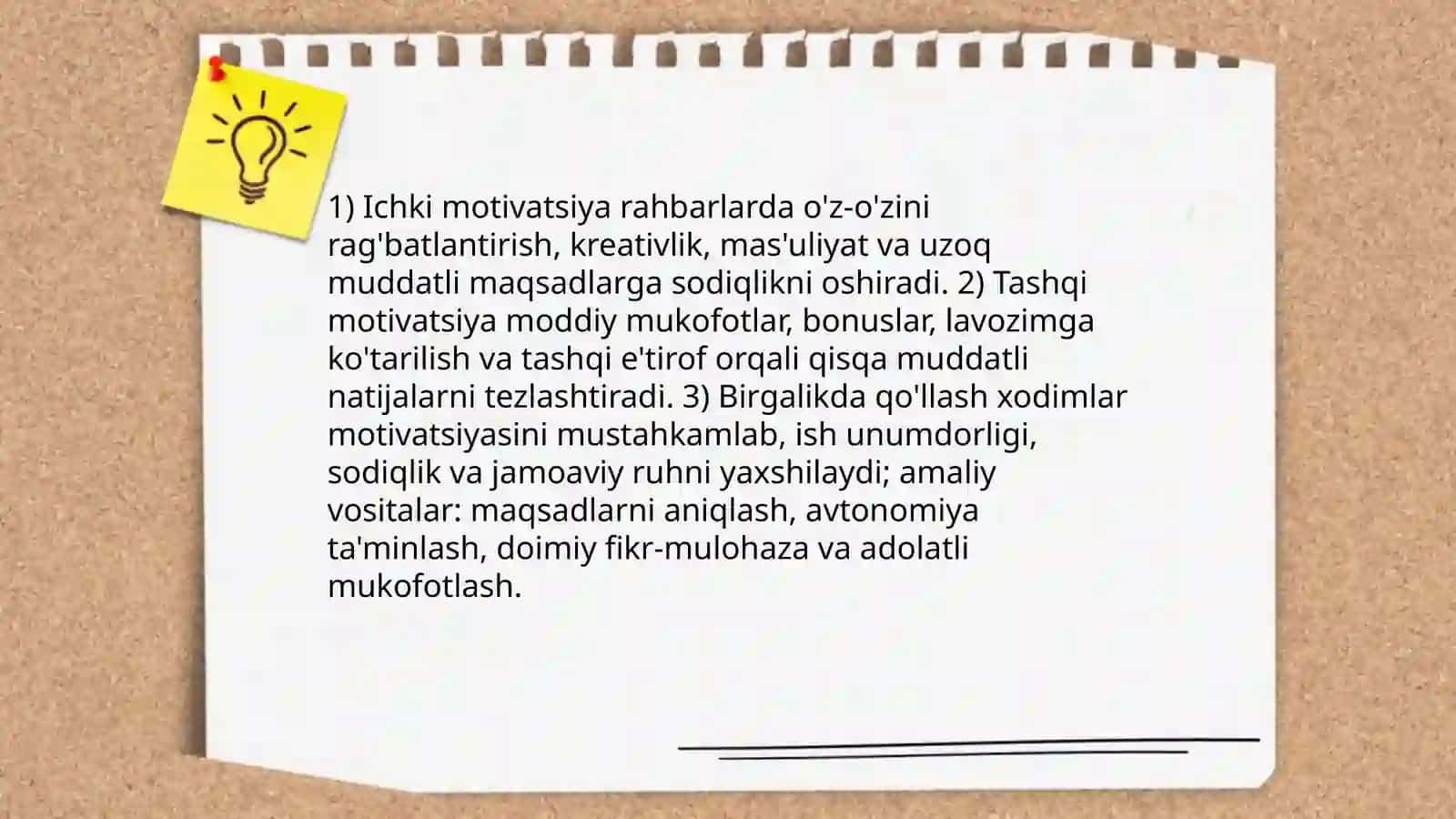 Rahbar faoliyatidagi motivlarning o'rni 4