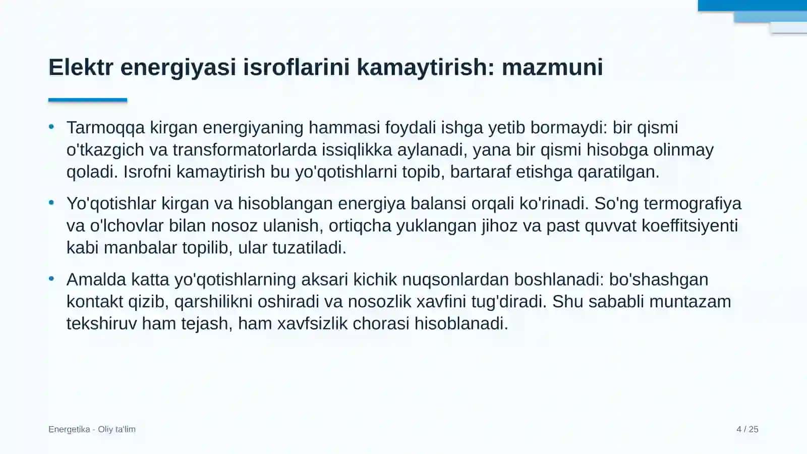 Energetika · Oliy ta'lim 4