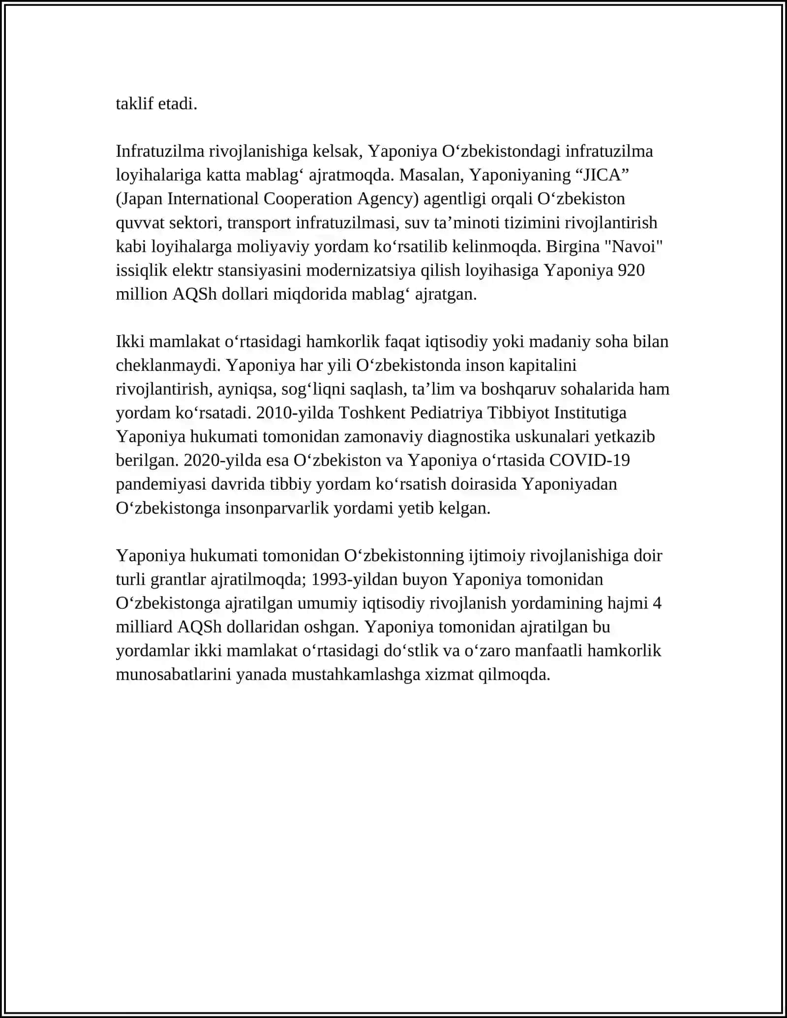 O‘ZBEKISTON VA YAPONIYANING OʻZARO HAMKORLIGI 4