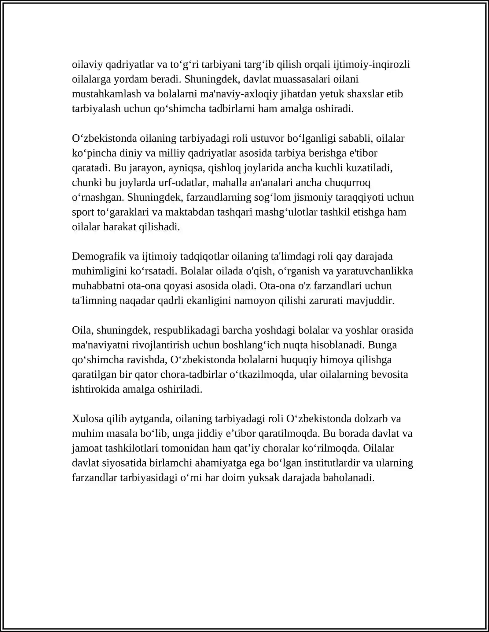 MUSTAQIL ISH Mavzu: MAKTABGACHA TARBIYA YOSHIDA KATTALAR BILAN MUNOSABAT 4