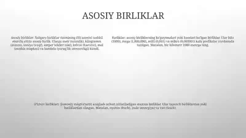 Kattaliklar Va O’Lchash Birliklari 4