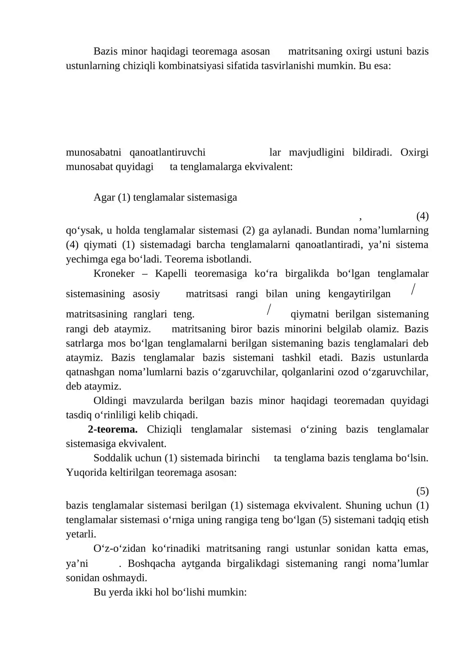 Chiziqli Algebraik Tenglamalar Sistemi va Ularni Yechish Usullari 4
