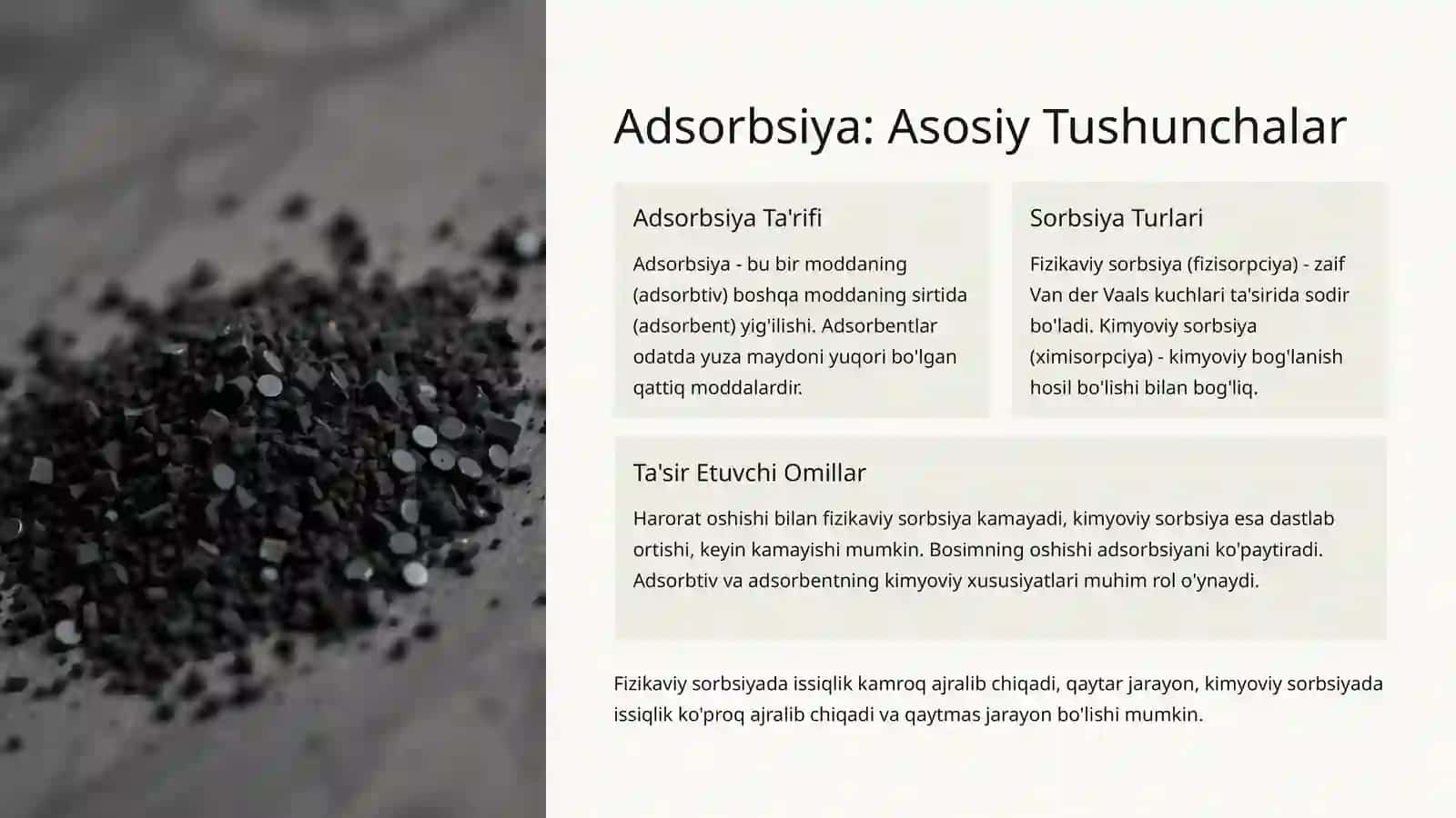 Sirt Hodisalari, Adsorbsiya va Xromatografiya: Kirish 4