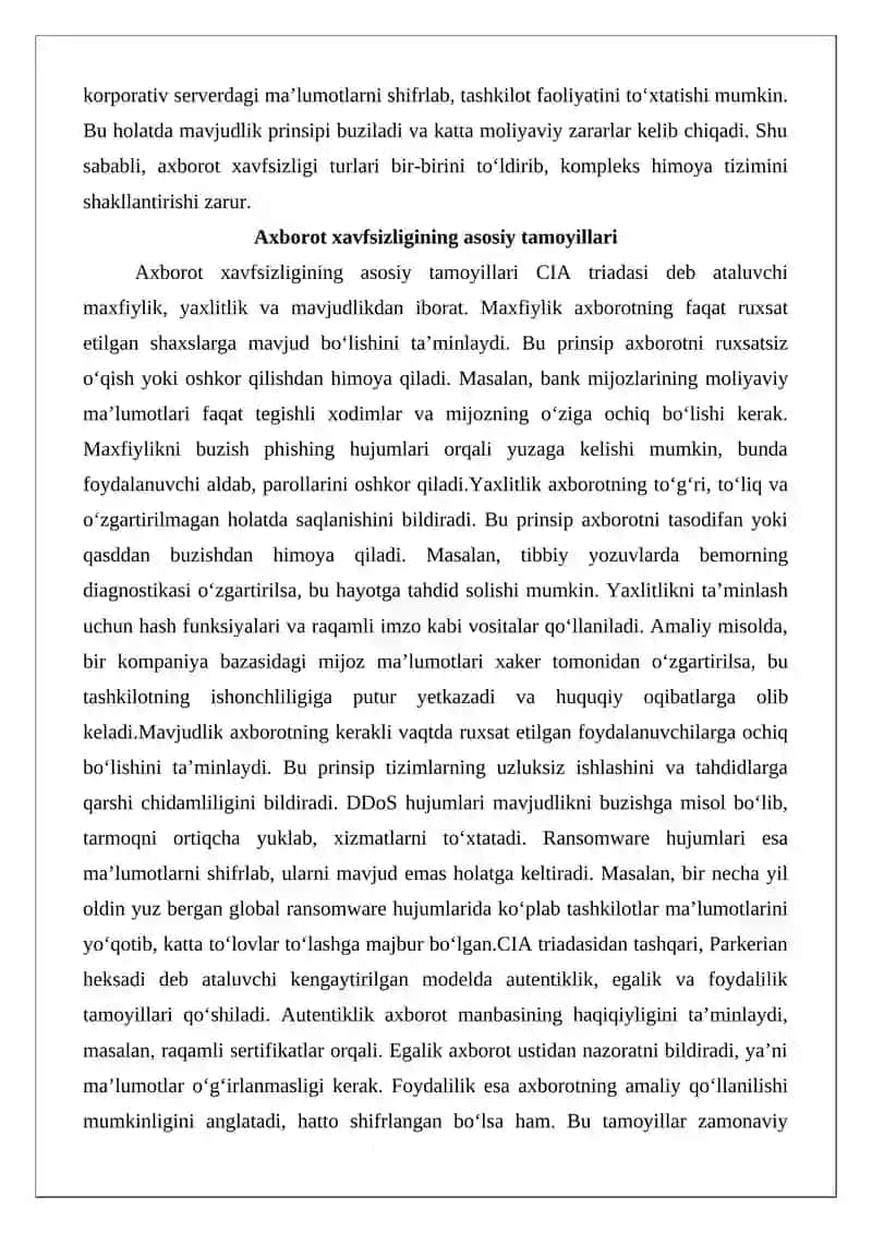 Kompyuter va tarmoqda axborot xavfsizligini ta’minlash 4