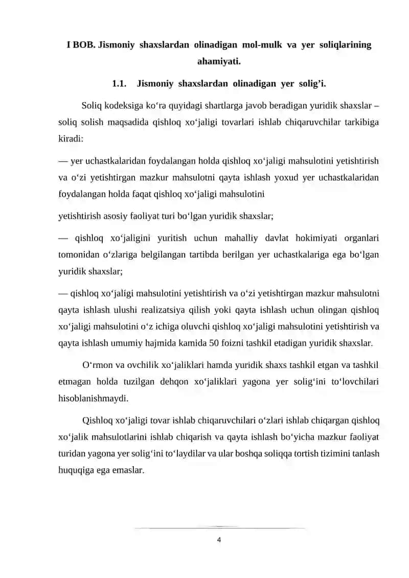 Jismoniy shaxslardan olinadigan mol-mulk solig’i va uning ahamiyati 4