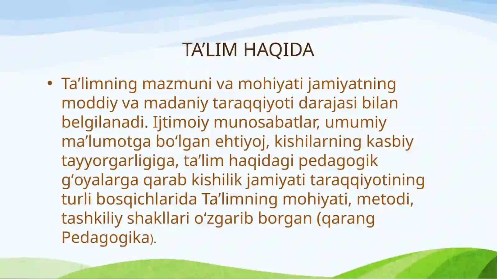 TA’LIM TARBIYA JARAYONIDA MILLIY QADRIYATLARIMIZ O’RNI:BOSHLANG’ICH TA’LIM 4