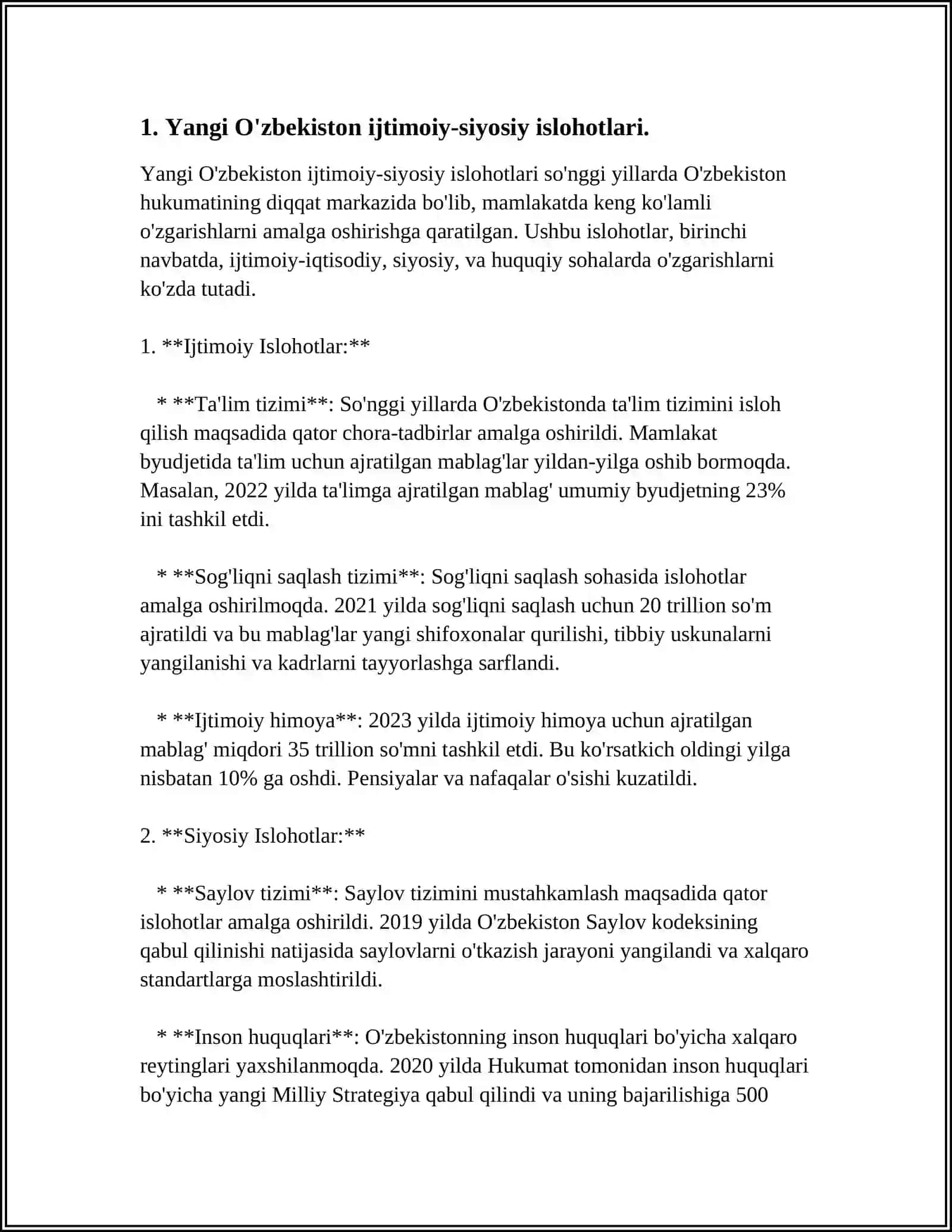 Yangi O'zbekiston ijtimoiy-siyosiy islohotlari 4